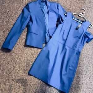 NWT Theory Lanai Collarless Blazer & Diamita Bistretch Dress in Blue SZ 12